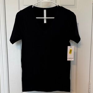 Kinesis Black Ribbed V-Neck Short Sleeve Tee